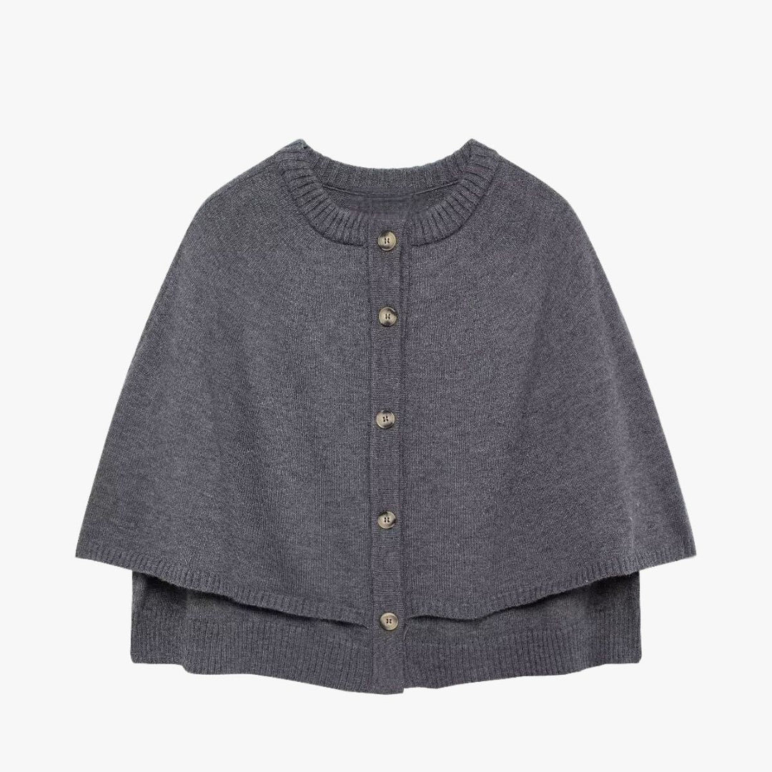 W&W Mode | Strick Cape Mit Knöpfen Und Gestuftem Saum