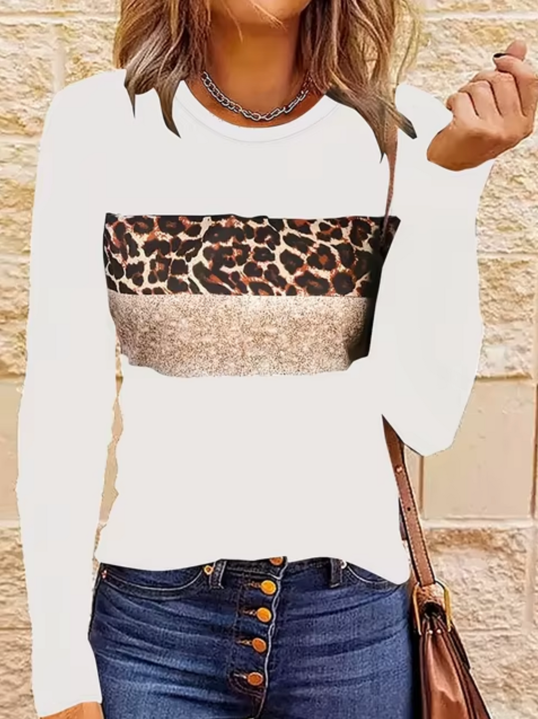 W&W Mode | Langarm-T-Shirt mit Leopardenmuster