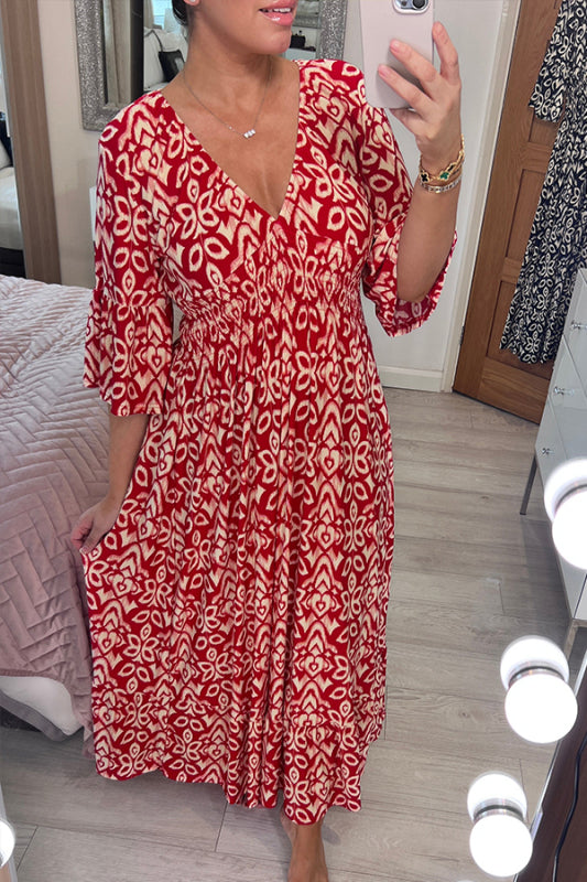 W&W Mode Kleid | Modisches Maxikleid mit V-Ausschnitt und Blumenmuster für Frauen