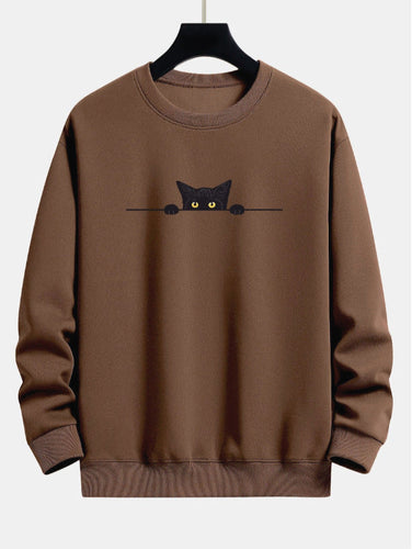 W&W Mode | Relax Fit Sweatshirt Mit Schwarzem Katzenprint