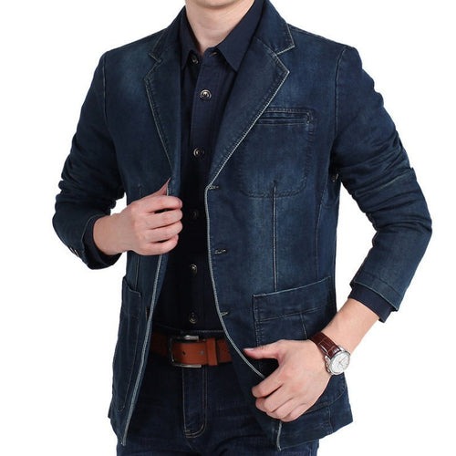 W&W Mode | Herren Denim Baumwolle Blazerjacke
