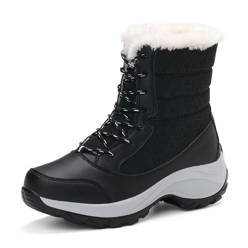 W&W Mode | wasserdichte Winterstiefel mit Plüschfutter, Schnürverschluss und stabiler Sohle