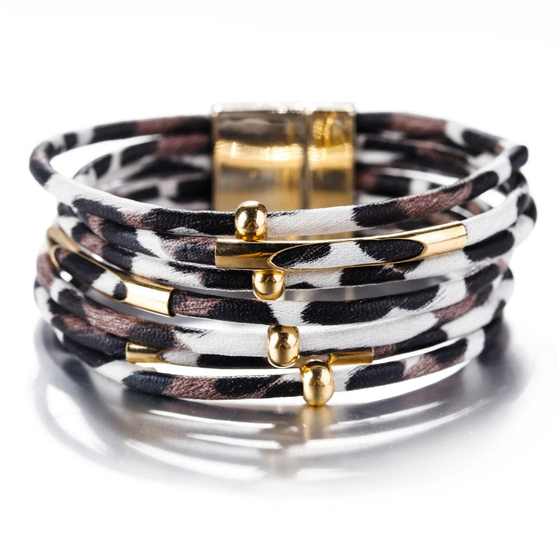 W&W Mode | Leoparden Mehrschichtigem Lederarmband