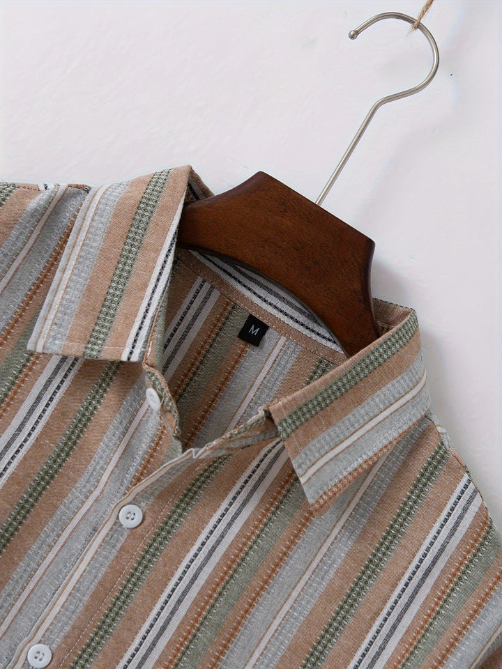 W&W Mode | Gestreiftes Baumwoll Leinen Herrenhemd für entspannte Looks