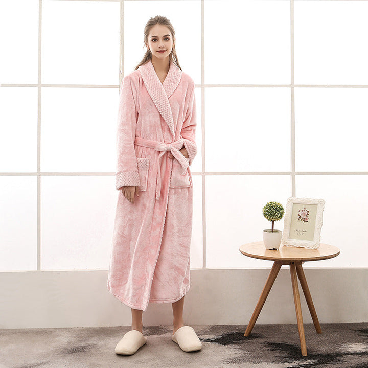 W&W Mode | Eleganter Coral Fleece Flanell-Bademantel für Paare