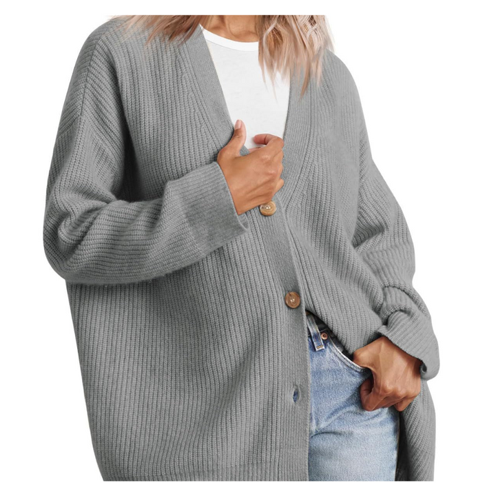 W&W Mode | Schicke Übergroße Strickjacke Mit Knöpfen Für Damen