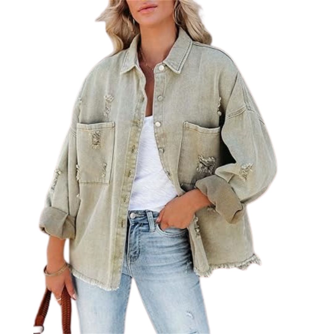 W&W Mode | Casual Oversized Denimjacke mit Used-Look