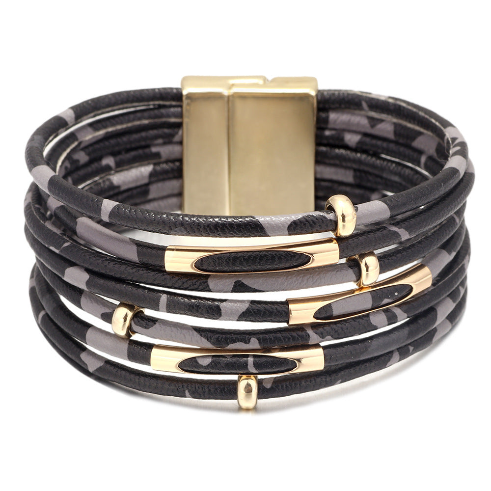 W&W Mode | Leoparden Mehrschichtigem Lederarmband