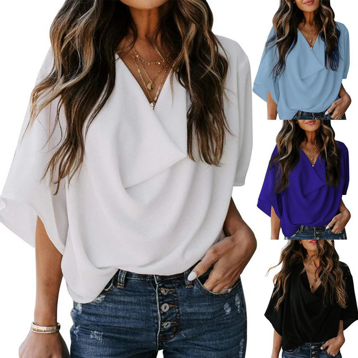 W&W Mode | Luftige Bluse Mit Wasserfallausschnitt