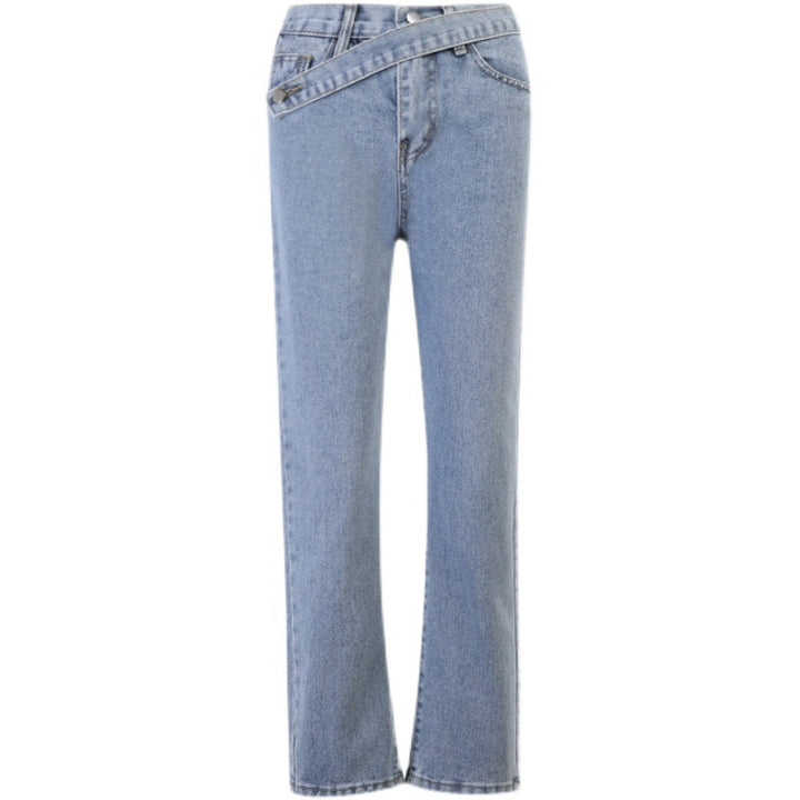 W&W Mode taillierte Jeans mit unregelmäßigem Gürtel in Distressed-Look