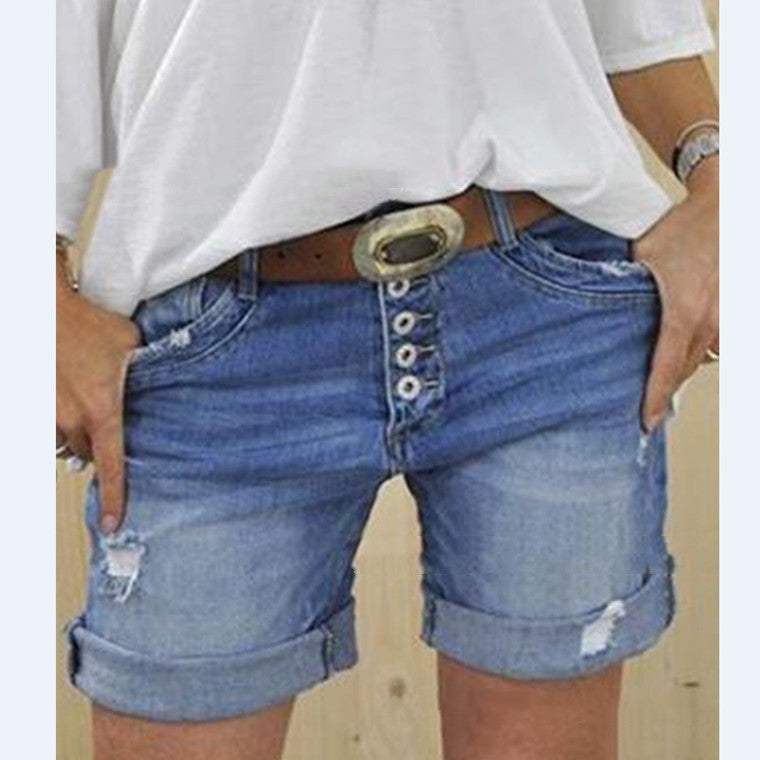 W&W Mode | Damen Shorts Aus Ripped Denim Für Einen Lässigen Sommerlook
