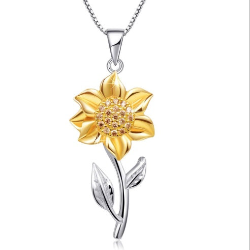 W&W Mode | Goldene Halskette Aus Sterlingsilber Mit Sonnenblume