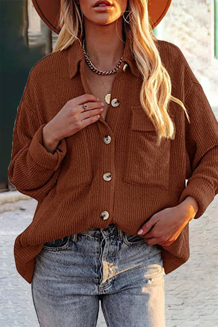 W&W Mode | Geschnittene Cordjacke Mit Umgelegtem Kragen Für  Frauen