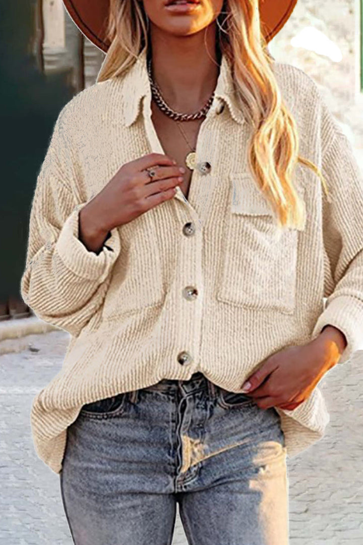 W&W Mode | Geschnittene Cordjacke Mit Umgelegtem Kragen Für  Frauen