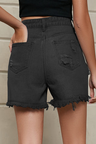 W&W Mode | Entspannte Einfachheit Solide Quaste Niete Gerade Denim Shorts