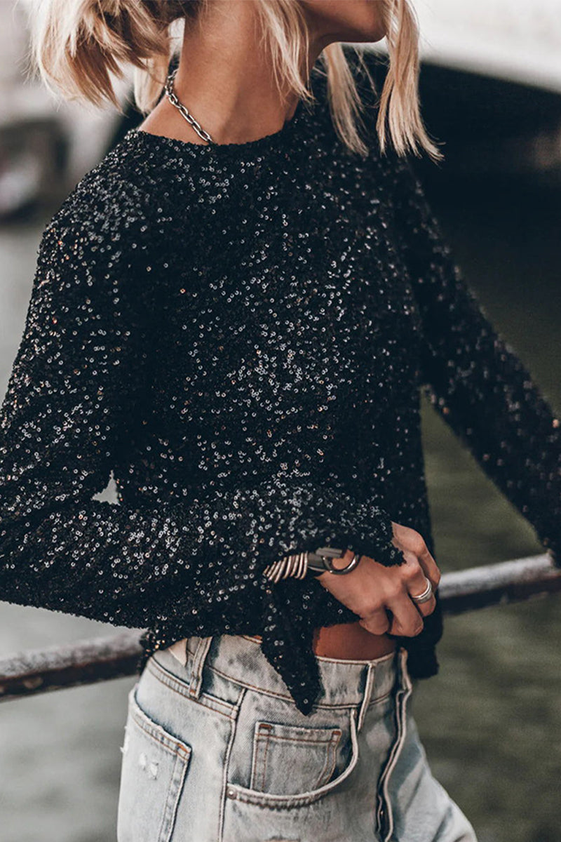 W&W Mode | Elegantes Oberteil Mit Rundhalsausschnitt Und Pailletten Für Damen