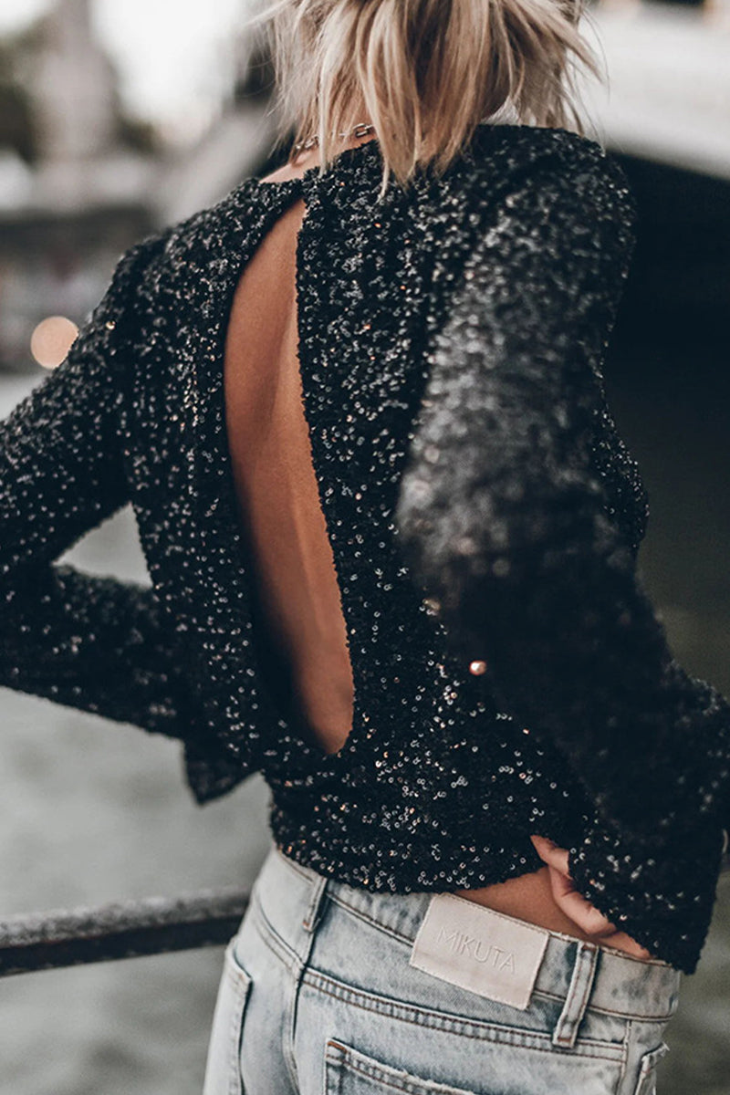 W&W Mode | Elegantes Oberteil Mit Rundhalsausschnitt Und Pailletten Für Damen