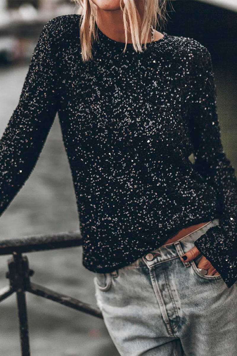 W&W Mode | Elegantes Oberteil Mit Rundhalsausschnitt Und Pailletten Für Damen