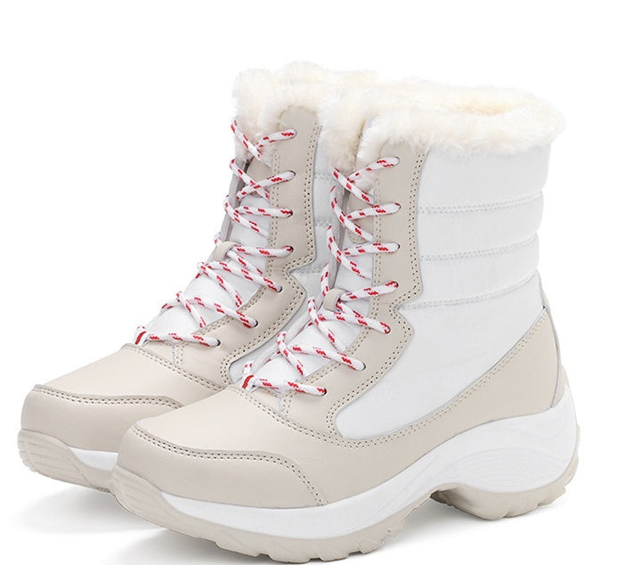 W&W Mode | wasserdichte Winterstiefel mit Plüschfutter, Schnürverschluss und stabiler Sohle