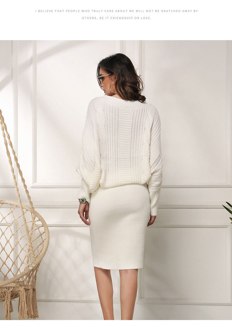 W&W Mode | Lockere Fledermausärmel Pulloverkleid