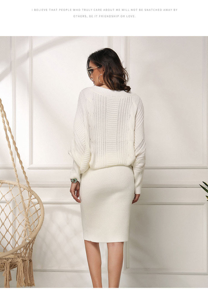 W&W Mode | Lockere Fledermausärmel Pulloverkleid