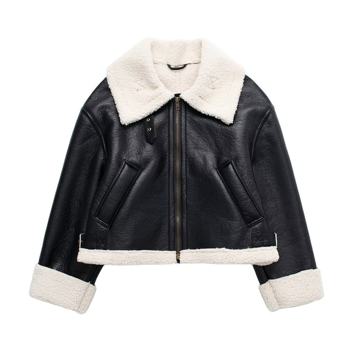 W&W Mode | Klassische Kurze Jacke Aus Fell Und Leder