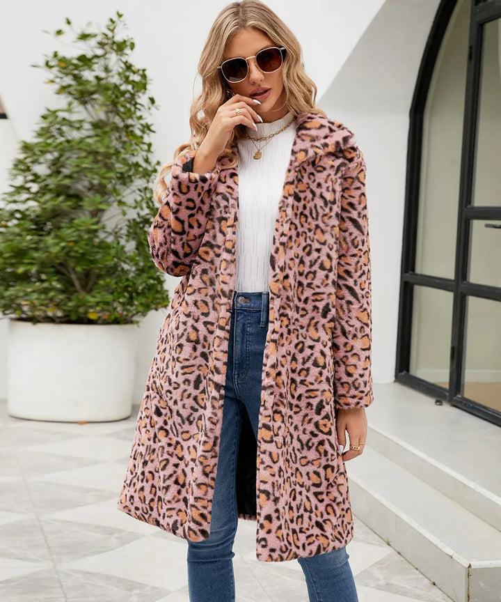 W&W Mode | Fleece-Mantel mit Leopardenmuster