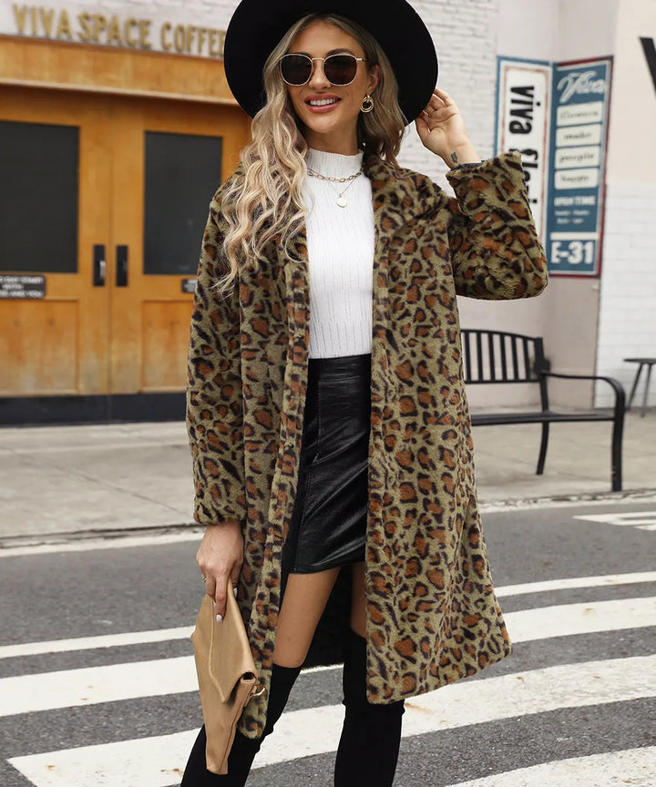 W&W Mode | Fleece-Mantel mit Leopardenmuster
