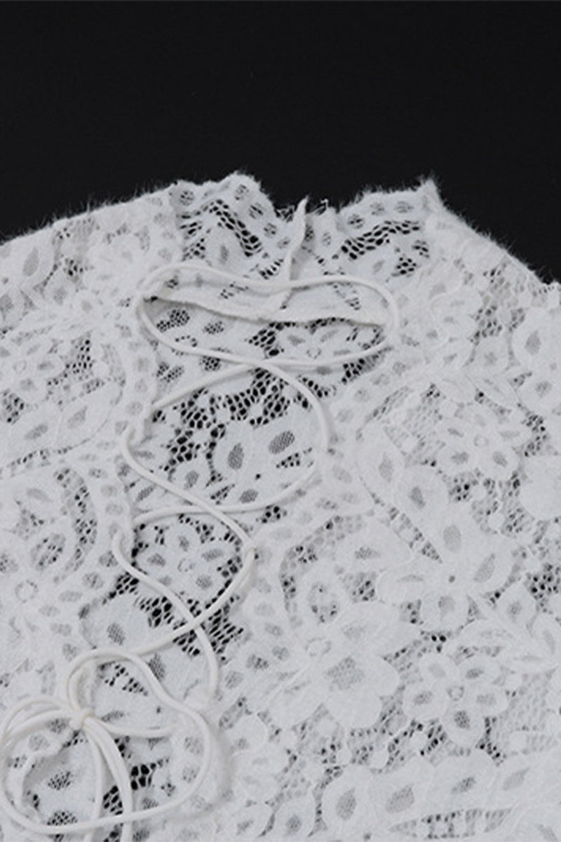 W&W Mode | Sexy Spitze Durchsichtige Trägerdesign V-Ausschnitt Spitze Kleid Kleider