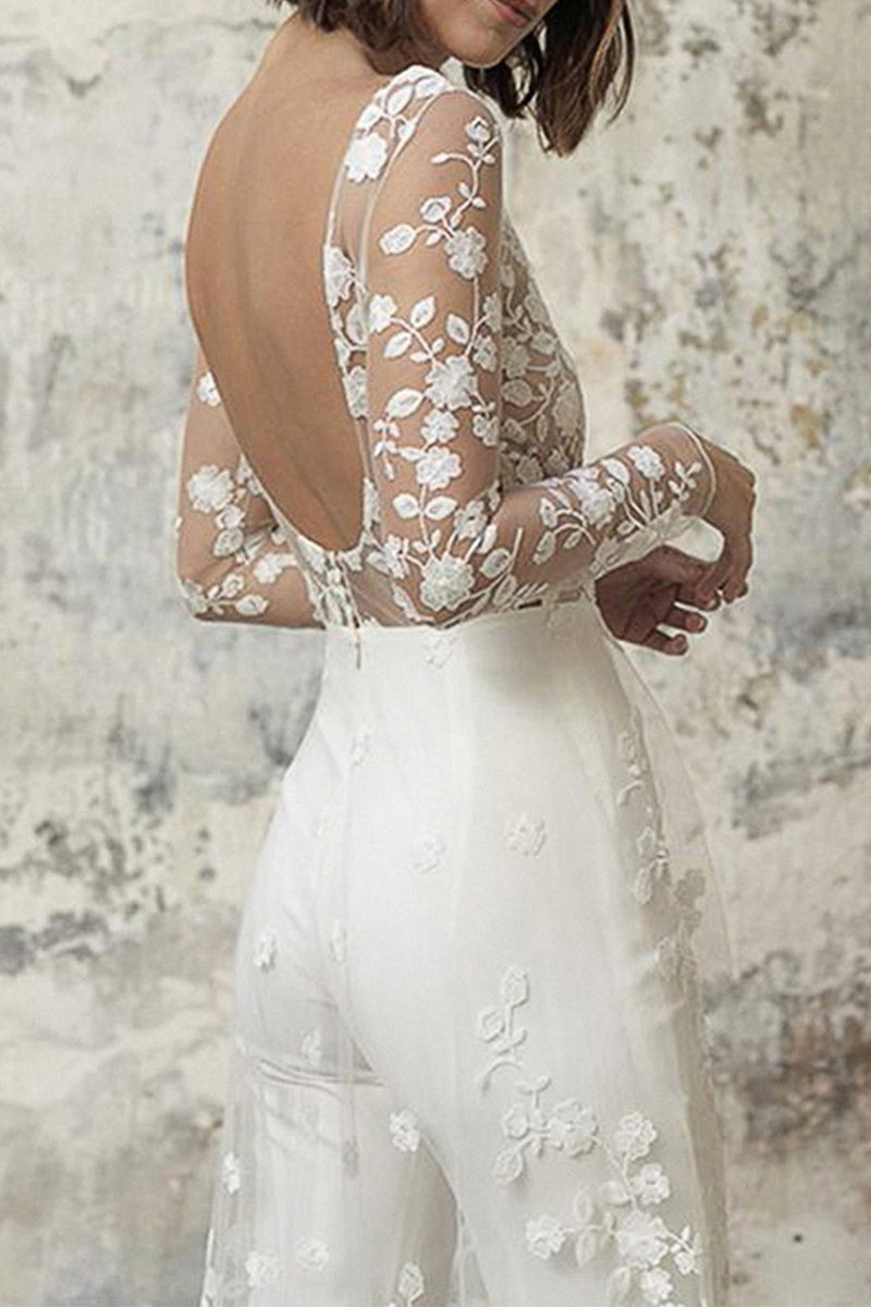 W&W Mode | Sexy Spitze Patchwork O-Ausschnitt Gerade Overall