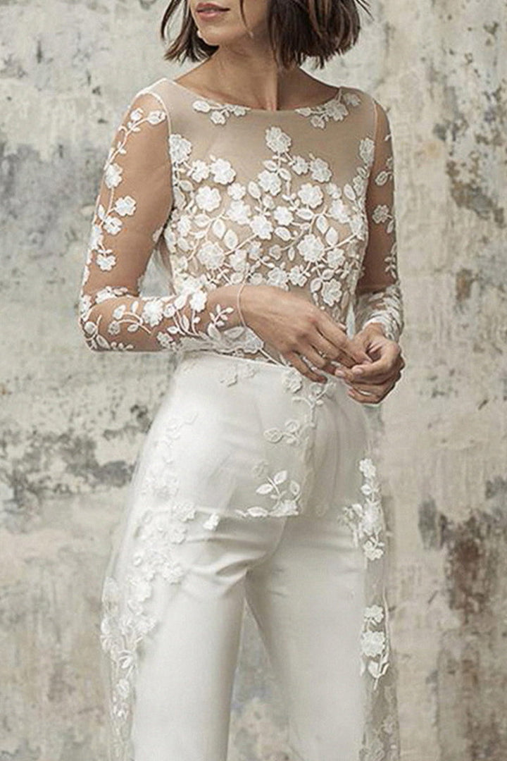 W&W Mode | Sexy Spitze Patchwork O-Ausschnitt Gerade Overall