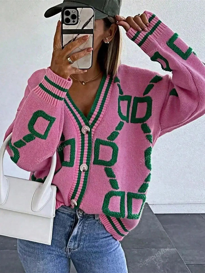 W&W Mode | Strickjacke mit grafischen Drucken für Damen