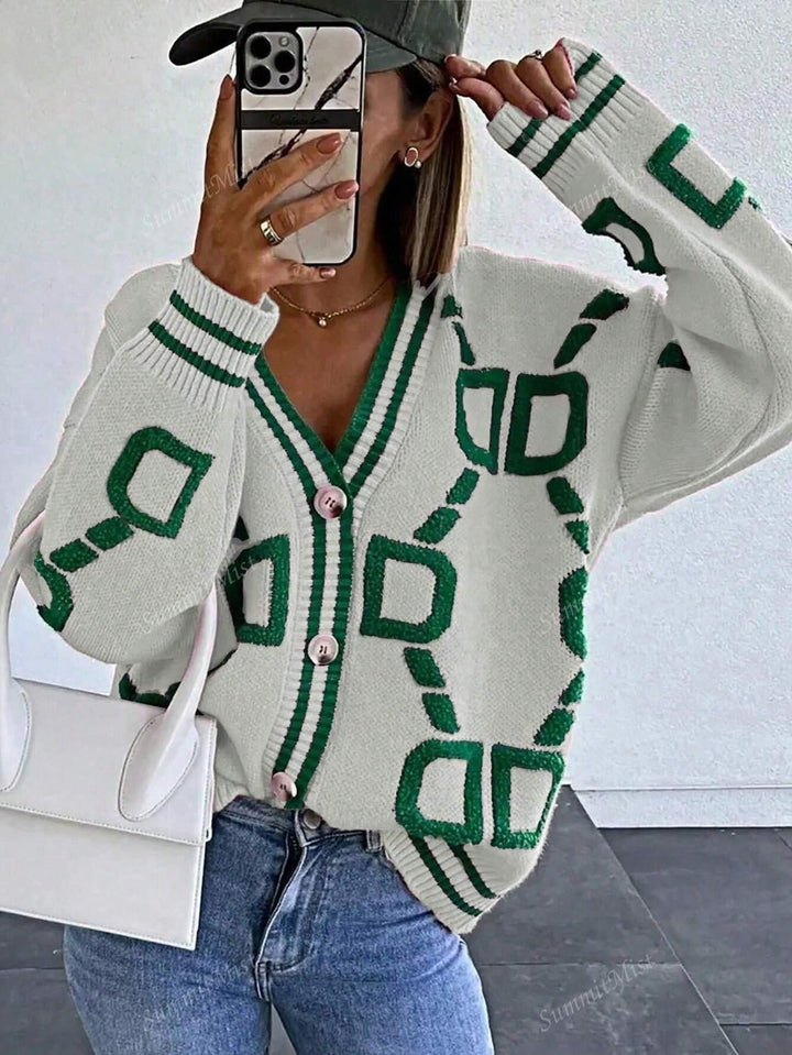 W&W Mode | Strickjacke mit grafischen Drucken für Damen