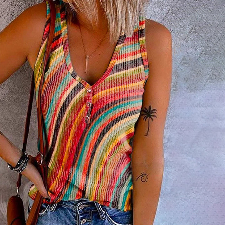 W&W Mode | Regenbogen Gestreiftes Tanktop
