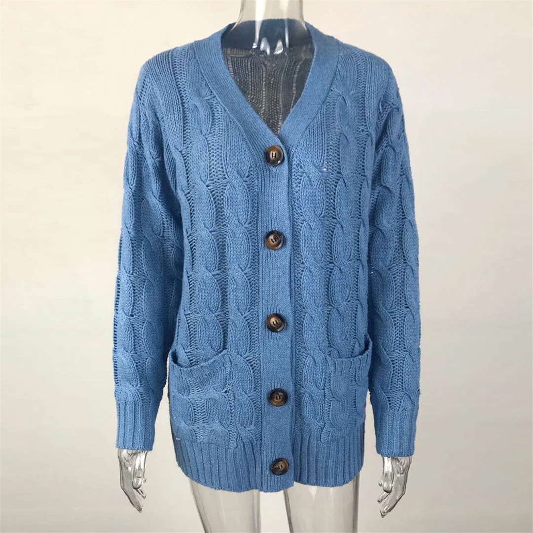W&W Mode | Stylische Lange Strickjacke Für Damen Mit Knopfleiste