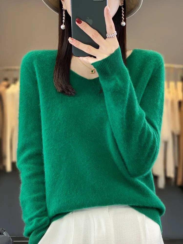 W&W Mode | Cashmere Pullover Damen Eleganter V-ausschnitt, Weich & Komfortabel