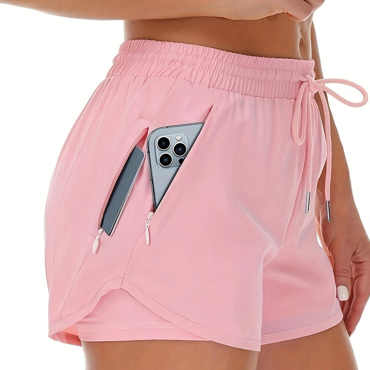 W&W Mode | Sportliche 2 in 1 Lauf Fitnessshorts in Einfarbig Mit Mehreren Taschen