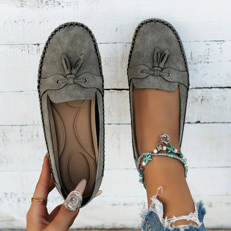 W&W Mode | Klassische Wildleder Loafer Mit Quastendetail Für Damen