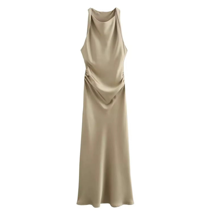 W&W Mode | Satin Maxikleid Elegante Drapierung
