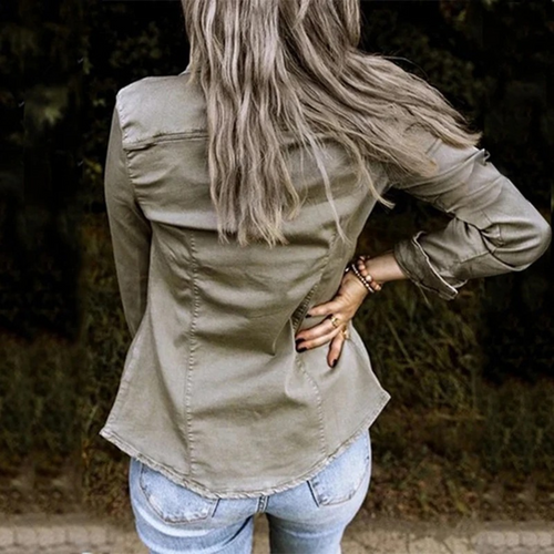 W&W Mode | Damen Sommerjacke Im Military Denim Stil