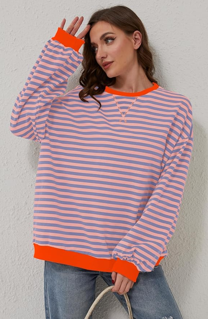 W&W Mode | locker gestreifter Pullover für Frauen