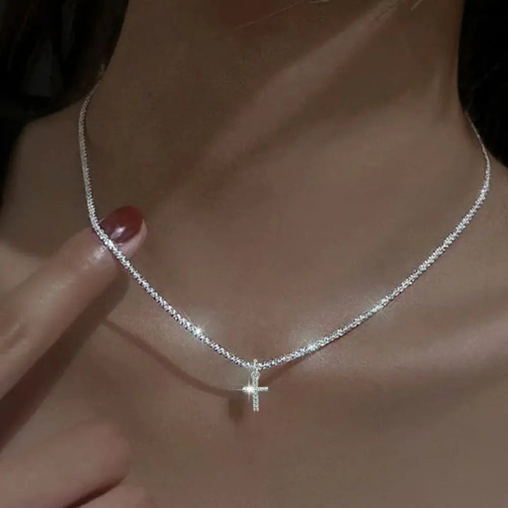 W&W Mode | 925 Sterling Silber Kreuz Zirkon Kette