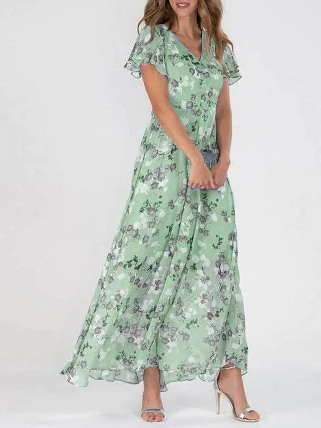 W&W Mode | Elegante Blumen Chiffon Kleid