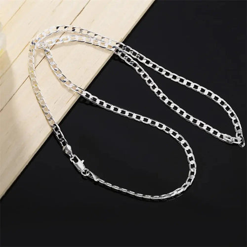 W&W Mode | Sterling Silber 4mm Flache Kette Für Herren