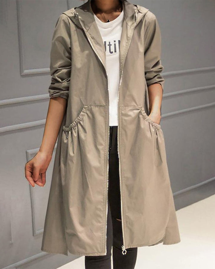 W&W Mode | Wasserdichter Langer Trenchcoat Mit