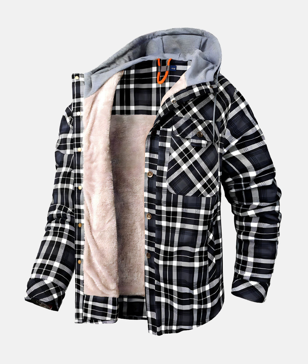 W&W Mode | Kariertes Flanelljacke mit Kapuze und Futter aus Kunstfell