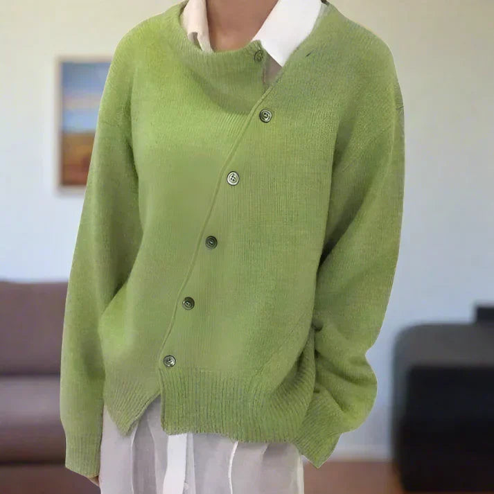 W&W Mode | weiche strickjacke mit diagonaler knopfleiste