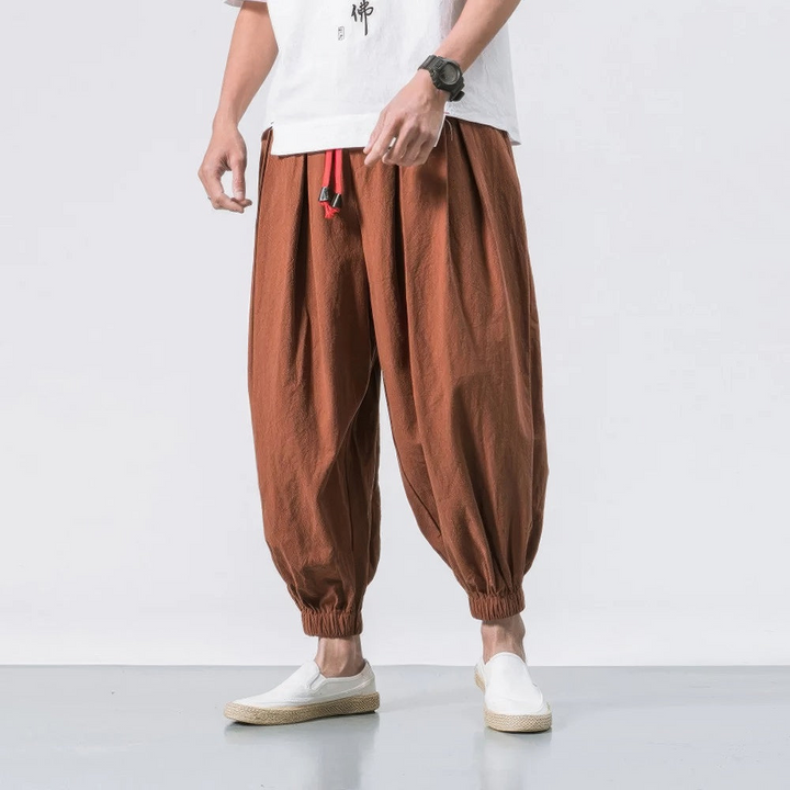 W&W Mode | Herren Leinen Lockere Harembroek Bequeme Sommerhose Für Männer
