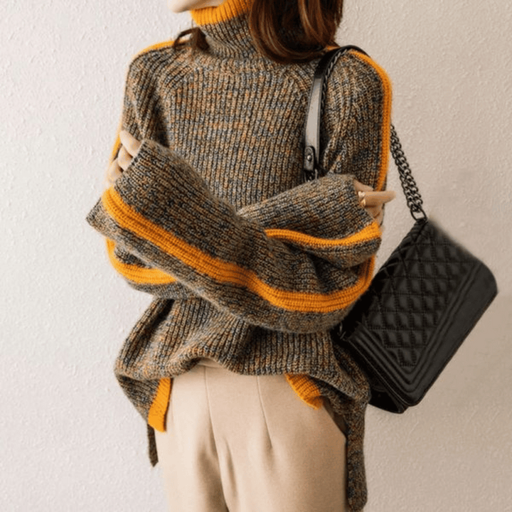 Melange-Strick-Rollkragenpullover