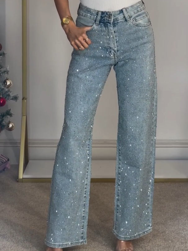 W&W Mode | Jeans Mit Hoher Taille Und Diamant Details